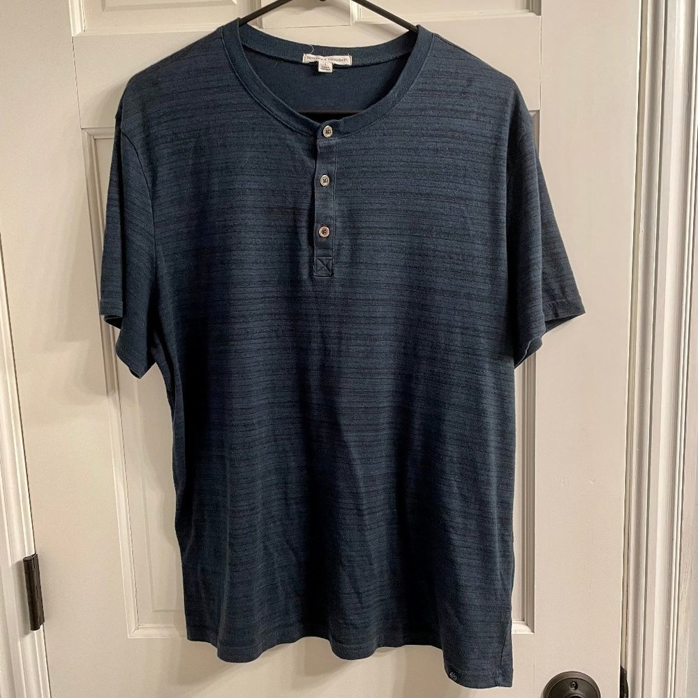 Men's Blue Stripe Henley T-Shirt
